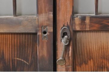 アンティーク建具　どこか懐かしい雰囲気漂う和風ガラス窓2枚セット(引き戸、ガラス戸)(R-073889)
