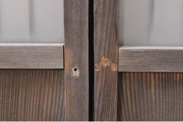 アンティーク建具　どこか懐かしい雰囲気漂う和風ガラス窓2枚セット(引き戸、ガラス戸)(R-073889)