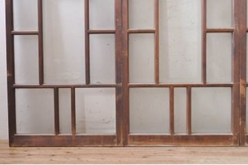 アンティーク建具　大正ロマン　ノスタルジックな雰囲気溢れるガラス窓4枚セット(引き戸、ガラス戸)(R-073890)