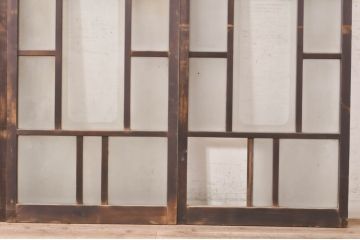アンティーク建具　大正ロマン　ノスタルジックな雰囲気溢れるガラス窓4枚セット(引き戸、ガラス戸)(R-073890)