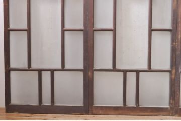 アンティーク建具　大正ロマン　ノスタルジックな雰囲気溢れるガラス窓4枚セット(引き戸、ガラス戸)(R-073891)