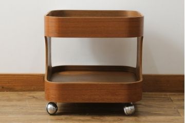 和製ビンテージ　ゴールドクラフト(GOLDCRAFT)　U SERIES　北欧スタイルの空間づくりにおすすめ!!温かみのある木味が魅力のワゴン(サイドテーブル、ヴィンテージ)(R-073894)