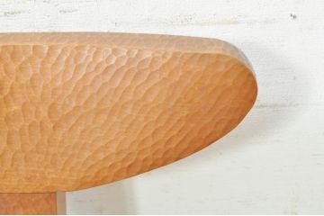 和製ビンテージ　背もたれと座面の彫刻模様が目を惹く板座チェア(椅子、イス、ダイニングチェア、ヴィンテージ)(R-073897)