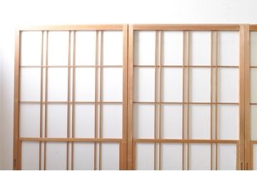 ビンテージ建具　和の空間づくりにおすすめの雪見障子戸4枚セット(引き戸、擦り上げ障子戸、擦上障子戸、ヴィンテージ)(R-073899)