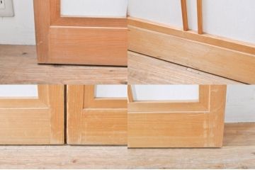 ビンテージ建具　和の空間づくりにおすすめの雪見障子戸4枚セット(引き戸、擦り上げ障子戸、擦上障子戸、ヴィンテージ)(R-073899)