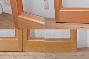ビンテージ建具　和の空間づくりにおすすめの雪見障子戸4枚セット(引き戸、擦り上げ障子戸、擦上障子戸、ヴィンテージ)(R-073899)