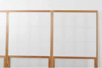 ビンテージ建具　和の空間づくりにおすすめの雪見障子戸4枚セット(引き戸、擦り上げ障子戸、擦上障子戸、ヴィンテージ)(R-073899)