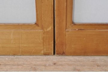 ビンテージ建具　和の空間づくりにおすすめの雪見障子戸4枚セット(引き戸、擦り上げ障子戸、擦上障子戸、ヴィンテージ)(R-073899)