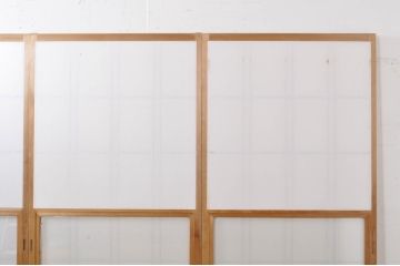 ビンテージ建具　和の空間づくりにおすすめの雪見障子戸4枚セット(引き戸、擦り上げ障子戸、擦上障子戸、ヴィンテージ)(R-073900)