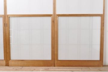 ビンテージ建具　和の空間づくりにおすすめの雪見障子戸4枚セット(引き戸、擦り上げ障子戸、擦上障子戸、ヴィンテージ)(R-073900)