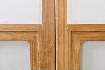 ビンテージ建具　和の空間づくりにおすすめの雪見障子戸4枚セット(引き戸、擦り上げ障子戸、擦上障子戸、ヴィンテージ)(R-073900)