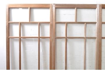 アンティーク建具　大正ロマン　古い木味が魅力的な幅狭ガラス戸4枚セット(引き戸)(R-073901)