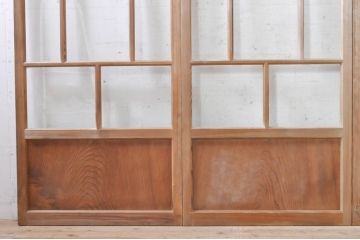 アンティーク建具　大正ロマン　古い木味が魅力的な幅狭ガラス戸4枚セット(引き戸)(R-073901)