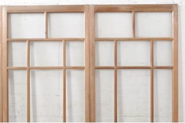 アンティーク建具　大正ロマン　古い木味が魅力的な幅狭ガラス戸4枚セット(引き戸)(R-073901)