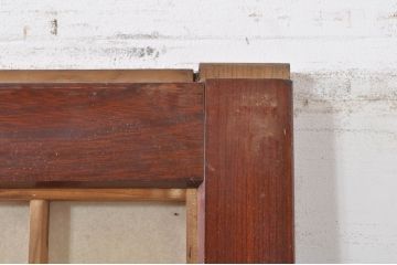 アンティーク建具　高級品!!　漆塗り　欅(ケヤキ)材　和モダンな空間づくりにおすすめ!デザインがおしゃれなガラス入り幅広障子戸2枚セット(引き戸、ガラス帯戸)(R-073902)