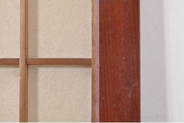 アンティーク建具　高級品!!　漆塗り　欅(ケヤキ)材　和モダンな空間づくりにおすすめ!デザインがおしゃれなガラス入り幅広障子戸2枚セット(引き戸、ガラス帯戸)(R-073902)