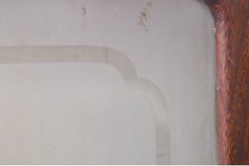 アンティーク建具　高級品!!　漆塗り　欅(ケヤキ)材　和モダンな空間づくりにおすすめ!デザインがおしゃれなガラス入り幅広障子戸2枚セット(引き戸、ガラス帯戸)(R-073902)