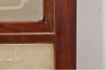 アンティーク建具　高級品!!　漆塗り　欅(ケヤキ)材　和モダンな空間づくりにおすすめ!デザインがおしゃれなガラス入り幅広障子戸2枚セット(引き戸、ガラス帯戸)(R-073902)