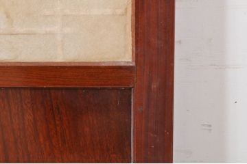 アンティーク建具　高級品!!　漆塗り　欅(ケヤキ)材　和モダンな空間づくりにおすすめ!デザインがおしゃれなガラス入り幅広障子戸2枚セット(引き戸、ガラス帯戸)(R-073902)