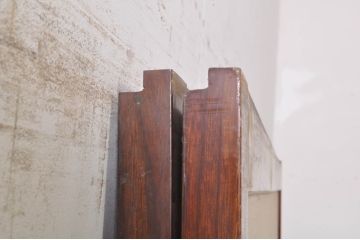 アンティーク建具　高級品!!　漆塗り　欅(ケヤキ)材　和モダンな空間づくりにおすすめ!デザインがおしゃれなガラス入り幅広障子戸2枚セット(引き戸、ガラス帯戸)(R-073902)