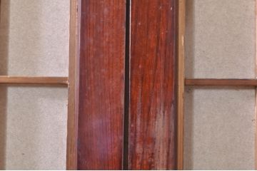 アンティーク建具　高級品!!　漆塗り　欅(ケヤキ)材　和モダンな空間づくりにおすすめ!デザインがおしゃれなガラス入り幅広障子戸2枚セット(引き戸、ガラス帯戸)(R-073904)