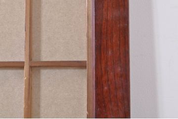 アンティーク建具　高級品!!　漆塗り　欅(ケヤキ)材　和モダンな空間づくりにおすすめ!デザインがおしゃれなガラス入り幅広障子戸2枚セット(引き戸、ガラス帯戸)(R-073904)