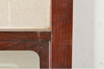 アンティーク建具　高級品!!　漆塗り　欅(ケヤキ)材　和モダンな空間づくりにおすすめ!デザインがおしゃれなガラス入り幅広障子戸2枚セット(引き戸、ガラス帯戸)(R-073904)