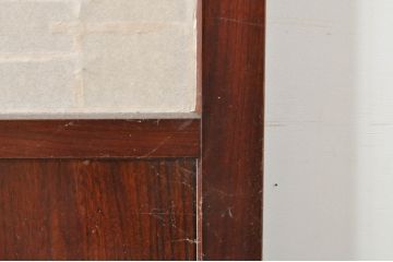 アンティーク建具　高級品!!　漆塗り　欅(ケヤキ)材　和モダンな空間づくりにおすすめ!デザインがおしゃれなガラス入り幅広障子戸2枚セット(引き戸、ガラス帯戸)(R-073904)