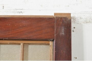アンティーク建具　高級品!!　漆塗り　欅(ケヤキ)材　和モダンな空間づくりにおすすめ!デザインがおしゃれなガラス入り幅広障子戸2枚セット(引き戸、ガラス帯戸)(R-073905)