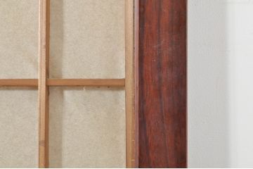 アンティーク建具　高級品!!　漆塗り　欅(ケヤキ)材　和モダンな空間づくりにおすすめ!デザインがおしゃれなガラス入り幅広障子戸2枚セット(引き戸、ガラス帯戸)(R-073905)