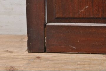 アンティーク建具　高級品!!　漆塗り　欅(ケヤキ)材　和モダンな空間づくりにおすすめ!デザインがおしゃれなガラス入り幅広障子戸2枚セット(引き戸、ガラス帯戸)(R-073905)