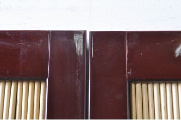 ビンテージ建具　最高級!!　石川県産　総漆塗り　透かし彫り入り　腰板の縁起が良い松竹梅デザインが目を惹く幅広夏戸2枚セット(引き戸、簾戸、簀戸、葭戸、夏障子、御簾戸、すど、ヴィンテージ)(R-073907)