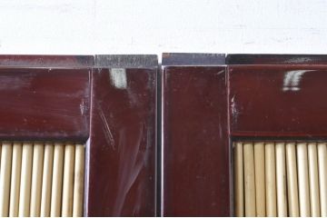 ビンテージ建具　最高級!!　石川県産　総漆塗り　透かし彫り入り　腰板の縁起が良い松竹梅デザインが目を惹く幅広夏戸2枚セット(引き戸、簾戸、簀戸、葭戸、夏障子、御簾戸、すど、ヴィンテージ)(R-073907)