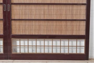 ビンテージ建具　最高級!!　石川県産　総漆塗り　涼しげな和の空間を演出する幅広葦戸2枚セット(引き戸、簾戸、簀戸、葭戸、夏障子、夏戸、御簾戸、すど、ヴィンテージ)(R-073908)