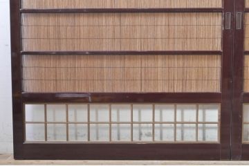 ビンテージ建具　最高級!!　石川県産　総漆塗り　涼しげな和の空間を演出する幅広葦戸2枚セット(引き戸、簾戸、簀戸、葭戸、夏障子、夏戸、御簾戸、すど、ヴィンテージ)(R-073908)