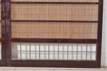 ビンテージ建具　最高級!!　石川県産　総漆塗り　涼しげな和の空間を演出する幅広葦戸2枚セット(引き戸、簾戸、簀戸、葭戸、夏障子、夏戸、御簾戸、すど、ヴィンテージ)(R-073908)