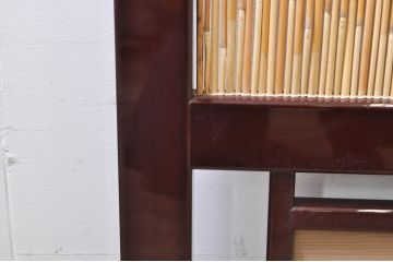 ビンテージ建具　最高級!!　石川県産　総漆塗り　透かし彫り入り　腰板の水鳥笹図が涼しげな和の空間を演出する幅広夏戸2枚セット(引き戸、簾戸、簀戸、葭戸、夏障子、御簾戸、すど、ヴィンテージ)(R-073909)