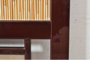 ビンテージ建具　最高級!!　石川県産　総漆塗り　透かし彫り入り　腰板の水鳥笹図が涼しげな和の空間を演出する幅広夏戸2枚セット(引き戸、簾戸、簀戸、葭戸、夏障子、御簾戸、すど、ヴィンテージ)(R-073909)