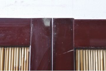 ビンテージ建具　最高級!!　石川県産　総漆塗り　透かし彫り入り　腰板の水鳥笹図が涼しげな和の空間を演出する幅広夏戸2枚セット(引き戸、簾戸、簀戸、葭戸、夏障子、御簾戸、すど、ヴィンテージ)(R-073910)