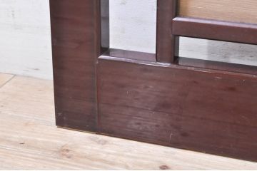 ビンテージ建具　最高級!!　石川県産　総漆塗り　透かし彫り入り　腰板の水鳥笹図が涼しげな和の空間を演出する幅広夏戸2枚セット(引き戸、簾戸、簀戸、葭戸、夏障子、御簾戸、すど、ヴィンテージ)(R-073911)