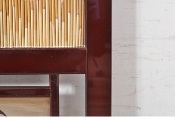 ビンテージ建具　最高級!!　石川県産　総漆塗り　透かし彫り入り　腰板の水鳥笹図が涼しげな和の空間を演出する幅広夏戸2枚セット(引き戸、簾戸、簀戸、葭戸、夏障子、御簾戸、すど、ヴィンテージ)(R-073912)