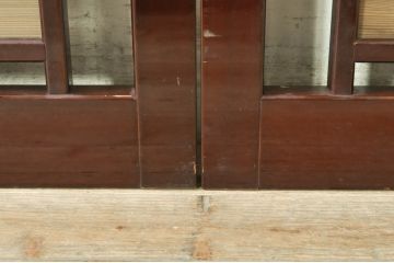 ビンテージ建具　最高級!!　石川県産　総漆塗り　透かし彫り入り　腰板の波千鳥が素敵な幅広夏戸2枚セット(引き戸、簾戸、簀戸、葭戸、夏障子、御簾戸、すど、ヴィンテージ)(R-073914)