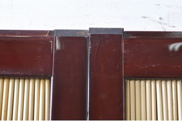 ビンテージ建具　最高級!!　石川県産　総漆塗り　透かし彫り入り　腰板の波千鳥が素敵な幅広夏戸2枚セット(引き戸、簾戸、簀戸、葭戸、夏障子、御簾戸、すど、ヴィンテージ)(R-073914)
