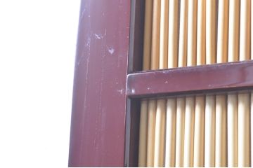 ビンテージ建具　最高級!!　石川県産　総漆塗り　透かし彫り入り　腰板波千鳥の幅広夏戸2枚セット(引き戸、簾戸、簀戸、葭戸、夏障子、御簾戸、ヴィンテージ)(R-073915)