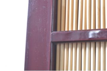 ビンテージ建具　最高級!!　石川県産　総漆塗り　透かし彫り入り　腰板波千鳥の幅広夏戸2枚セット(引き戸、簾戸、簀戸、葭戸、夏障子、御簾戸、ヴィンテージ)(R-073915)