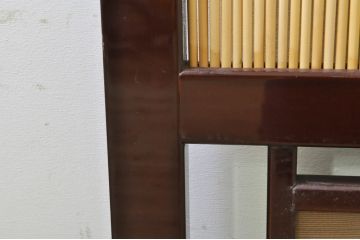 ビンテージ建具　最高級!!　石川県産　総漆塗り　透かし彫り入り　腰板波千鳥の幅広夏戸2枚セット(引き戸、簾戸、簀戸、葭戸、夏障子、御簾戸、ヴィンテージ)(R-073916)