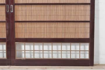 ビンテージ建具　最高級!!　石川県産　総漆塗り　涼しげな和の空間を演出する幅広葦戸2枚セット(引き戸、簾戸、簀戸、葭戸、夏障子、夏戸、御簾戸、すど、ヴィンテージ)(R-073917)
