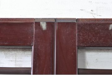 ビンテージ建具　最高級!!　石川県産　総漆塗り　涼しげな和の空間を演出する幅広葦戸2枚セット(引き戸、簾戸、簀戸、葭戸、夏障子、夏戸、御簾戸、すど、ヴィンテージ)(R-073917)