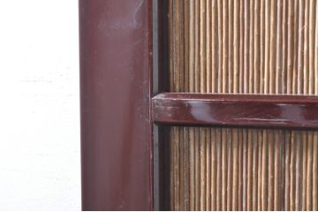 ビンテージ建具　最高級!!　石川県産　総漆塗り　涼しげな和の空間を演出する幅広葦戸2枚セット(引き戸、簾戸、簀戸、葭戸、夏障子、夏戸、御簾戸、すど、ヴィンテージ)(R-073917)