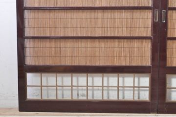 ビンテージ建具　最高級!!　石川県産　総漆塗り　涼しげな和の空間を演出する幅広葦戸2枚セット(引き戸、簾戸、簀戸、葭戸、夏障子、夏戸、御簾戸、すど、ヴィンテージ)(R-073918)